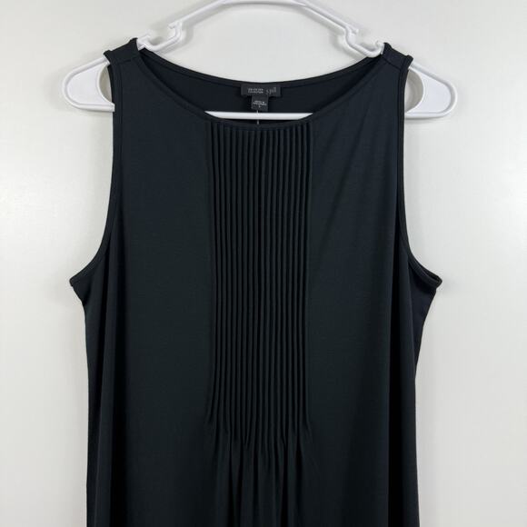 New J Jill Wearever Collection Black Knit Shift Dress Small Pintuck Pleating - Picture 2 of 13